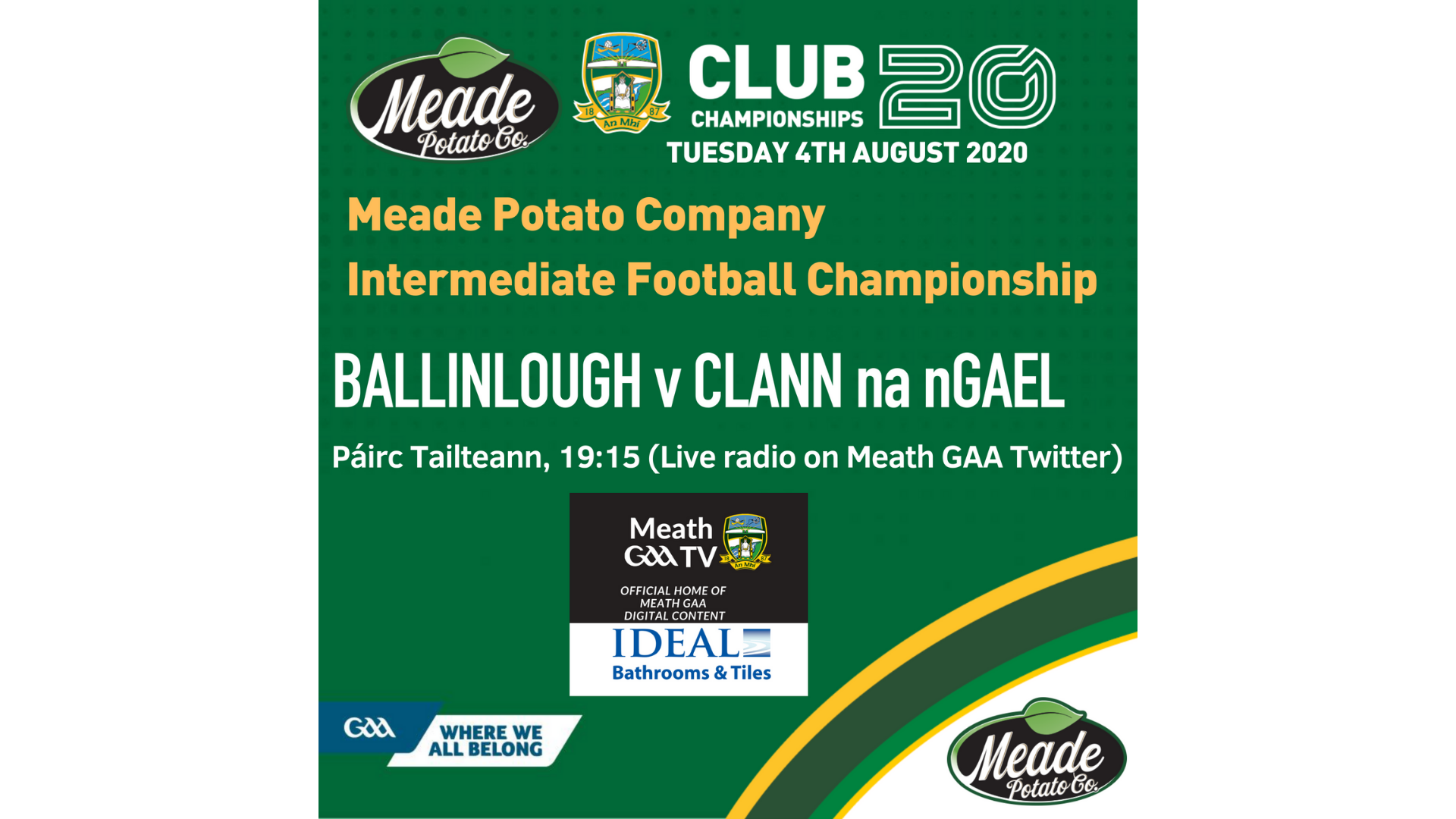 LISTEN LIVE – Meade Potato IFC – Ballinlough v Clann na nGael