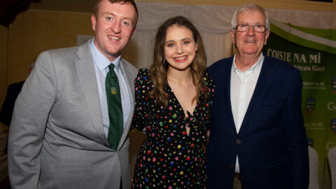 01-04-22. Meath GAA Annual Sponsors Night and Club Awards Presentations 2020/2021 at the Castle Arch Hotel, Trim.
From Left, Ciaran Flynn, Rachel Coyne and Mattie Kerrigan.
Photo: John Quirke / www.quirke.ie
©John Quirke Photography, 16 Proudstown Road, Navan.  Co. Meath. 046-9028461 / 087-2579454.