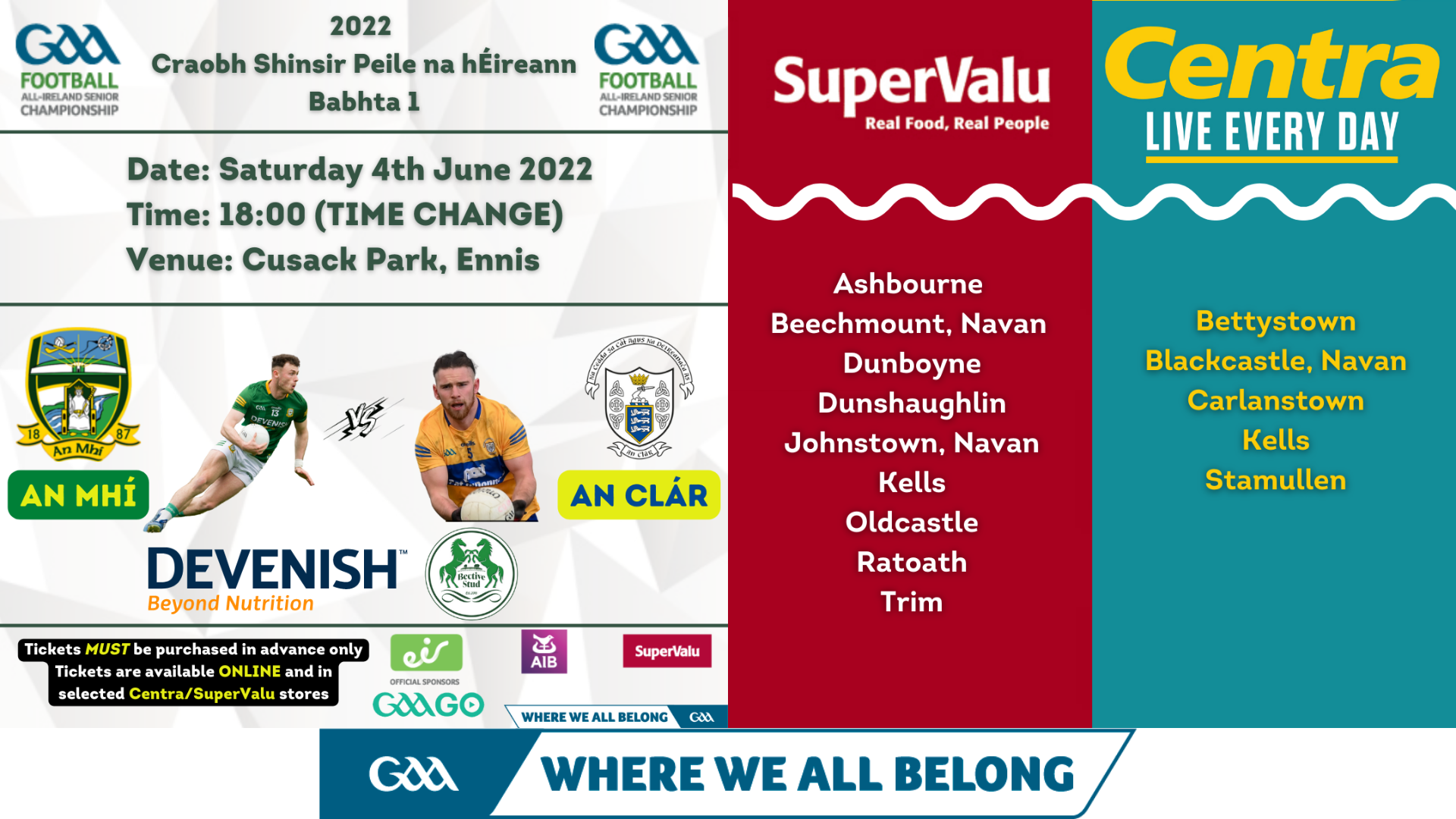 Ticket Details – Clare v Meath – June 4th 2022