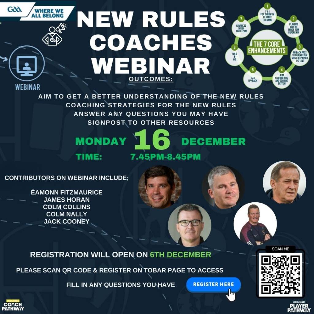 Coaching webinar on new Gaelic football rule enhancements